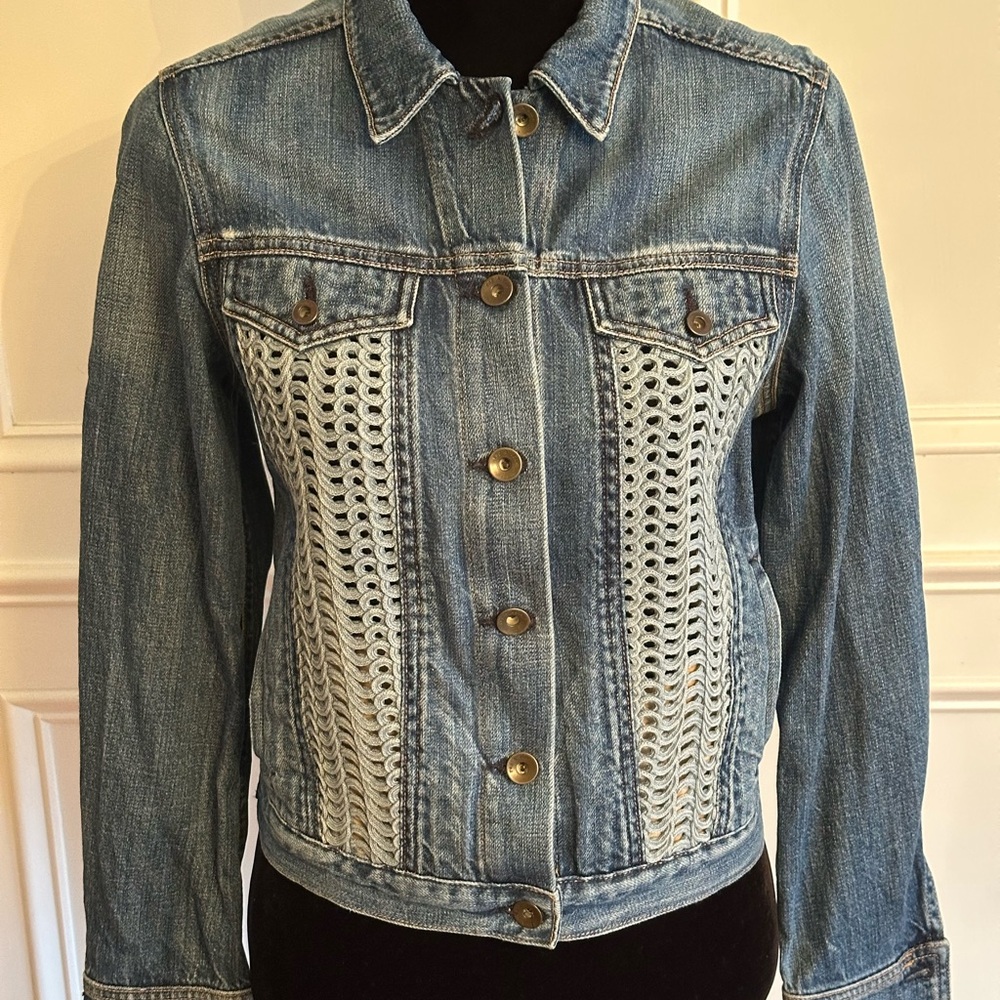 Stylish rag and bone Blue Denim Jacket with Unique Detailing